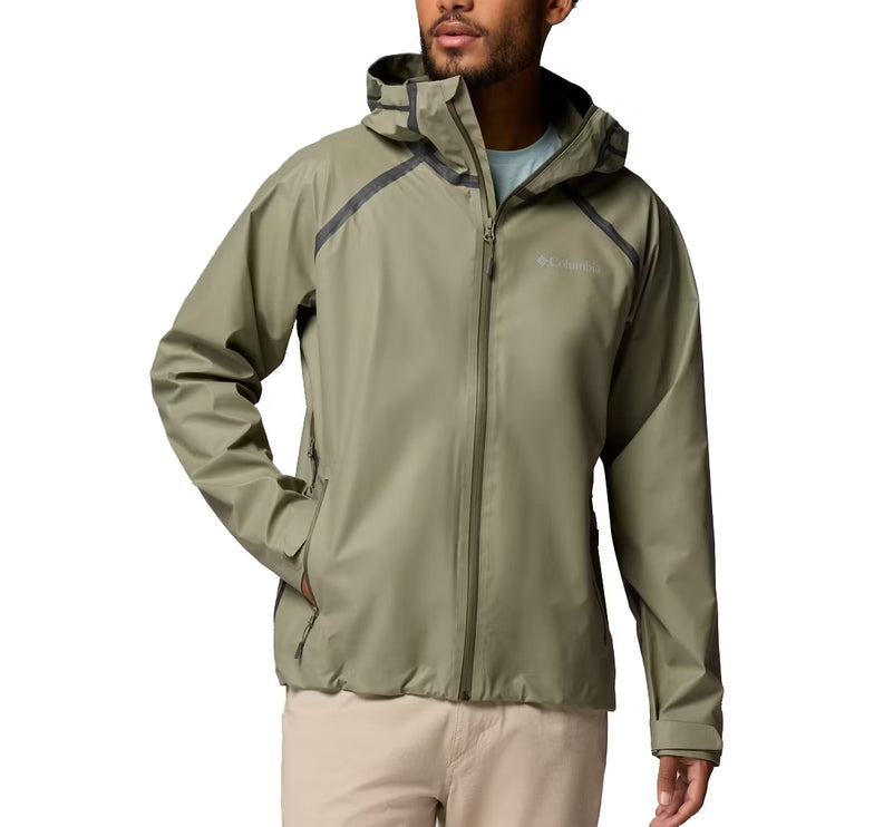 Columbia Men's Reign No Shine Rain Jacket Stone Green
