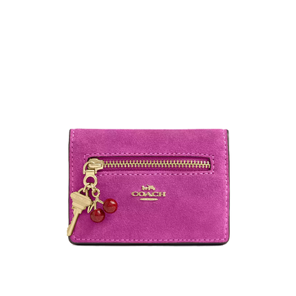 Coach Women's Card Case With Charms Gold/Magenta