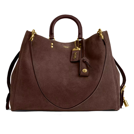 Coach Women's Rogue Bag 40 Suede/Brass/Dark Chocolate