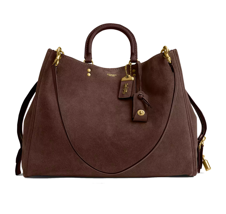 Coach Women's Rogue Bag 40 Suede/Brass/Dark Chocolate