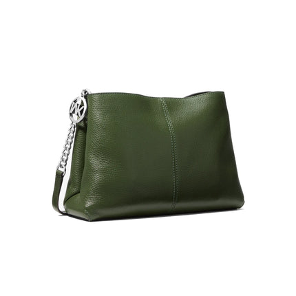 Michael Kors Women's Christina Small Pebbled Leather Crossbody Bag Amazon Green