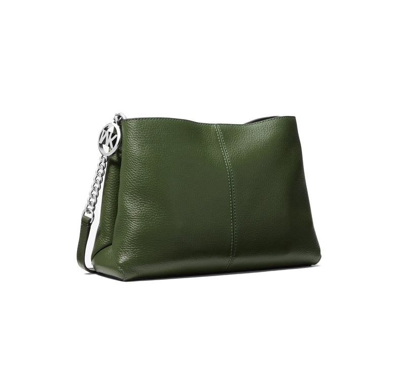 Michael Kors Women's Christina Small Pebbled Leather Crossbody Bag Amazon Green