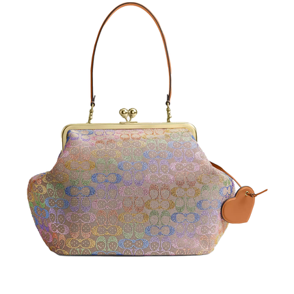 Coach Women's Large Kisslock Frame Bag In Crystal Signature Jacquard Brass/Rainbow Multi