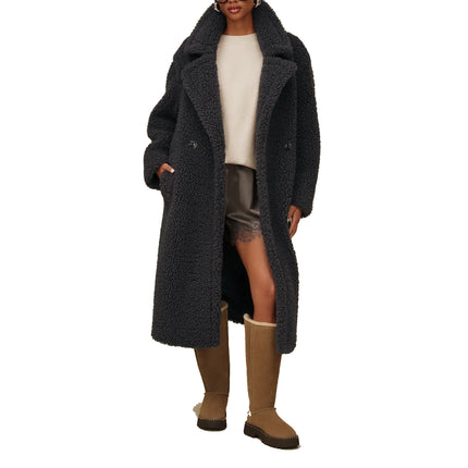 UGG Women's Gertrude Long Teddy Coat II Ink