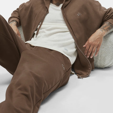 alo Men's Accolade Full Zip Hoodie Java Brown
