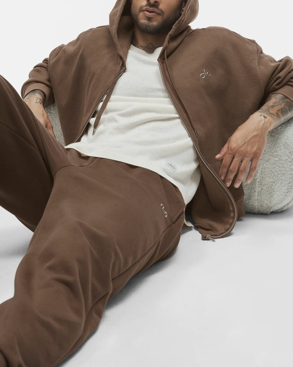 alo Men's Accolade Full Zip Hoodie Java Brown