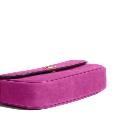 Coach Women's Brook Flap Chain Bag Suede/Brass/Magenta