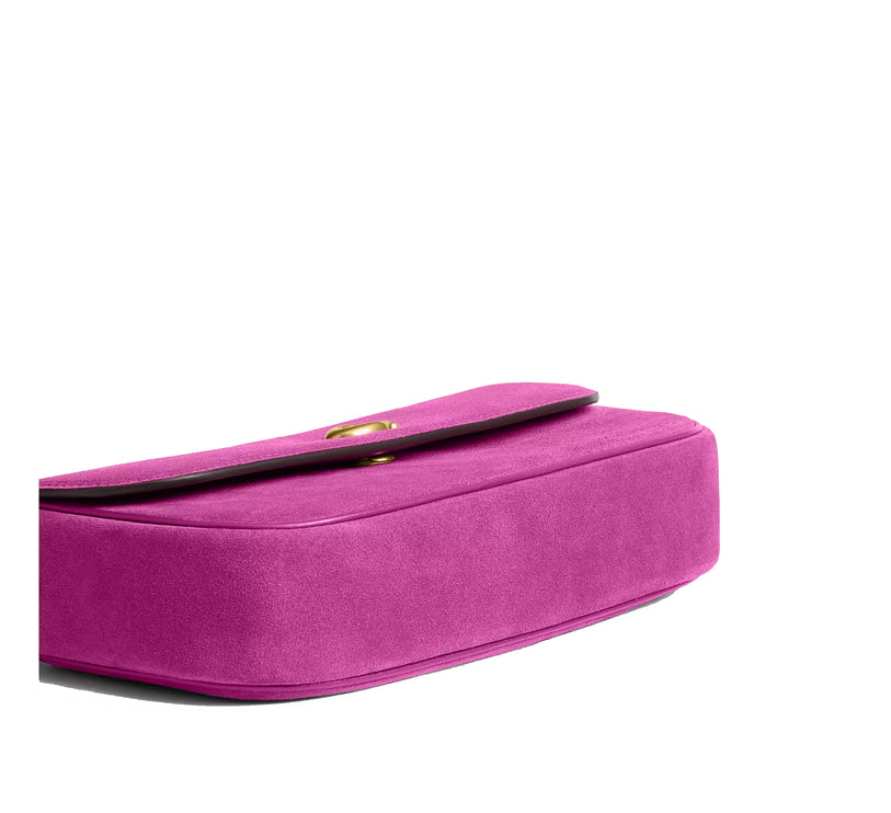 Coach Women's Brook Flap Chain Bag Suede/Brass/Magenta