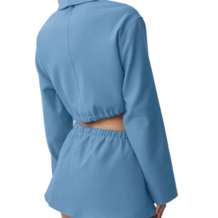 alo Women's Cropped Fan Favorite Full Zip Jacket California Blue