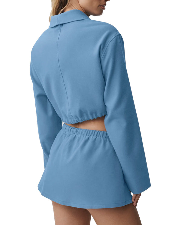 alo Women's Cropped Fan Favorite Full Zip Jacket California Blue