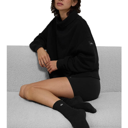 alo Women's Hazy Mock Neck Pullover Black