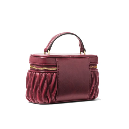 Michael Kors Women's Vivi Small Matelassé Burnished Vanity Crossbody Bag Maroon