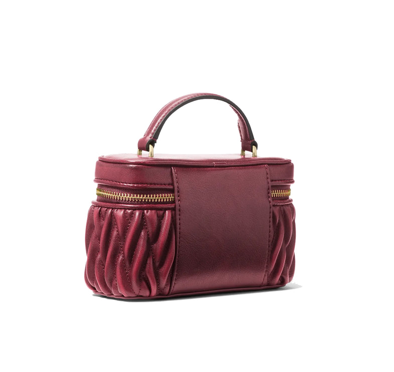 Michael Kors Women's Vivi Small Matelassé Burnished Vanity Crossbody Bag Maroon