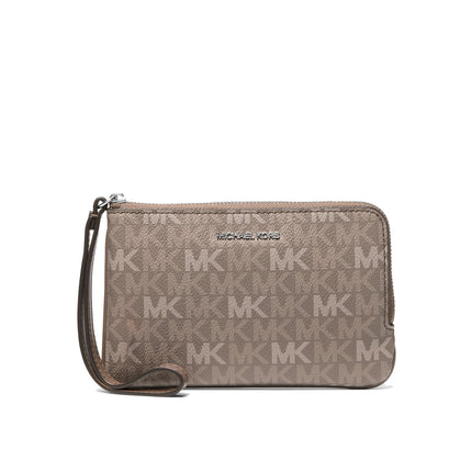 Michael Kors Women's Jet Set Travel Small Signature Logo Wristlet Mushroom