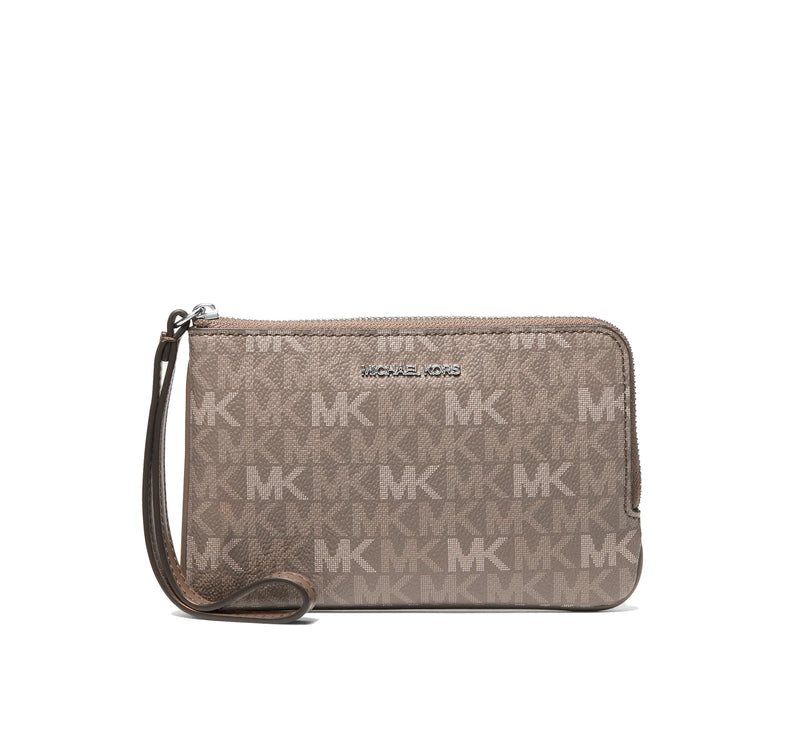 Michael Kors Women's Jet Set Travel Small Signature Logo Wristlet Mushroom