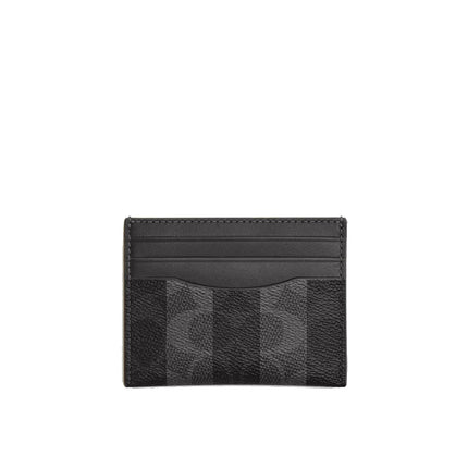 Coach Men's Slim Id Card Case In Signature Canvas With Stripes Black/Grey