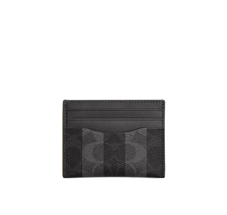 Coach Men's Slim Id Card Case In Signature Canvas With Stripes Black/Grey