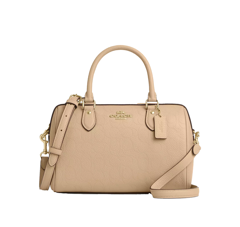 Coach Women's Rowan Satchel Bag In Signature Leather Gold/Oat