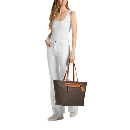 Michael Kors Women's Jet Set Travel Extra-Large Signature Logo Tote Bag Brown/Acorn