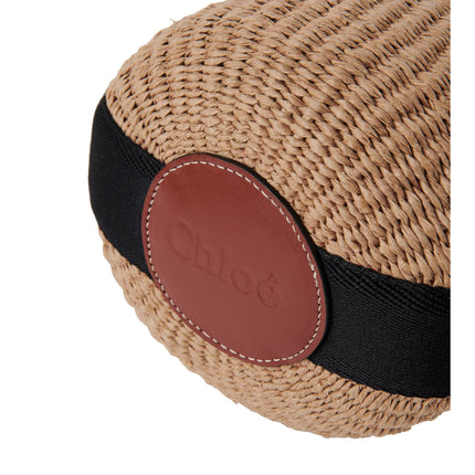 Chloé Women's Small Woody Basket in Natural Fibers Black/Beige