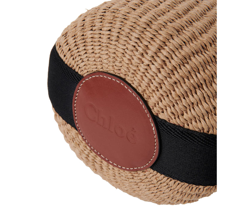 Chloé Women's Small Woody Basket in Natural Fibers Black/Beige