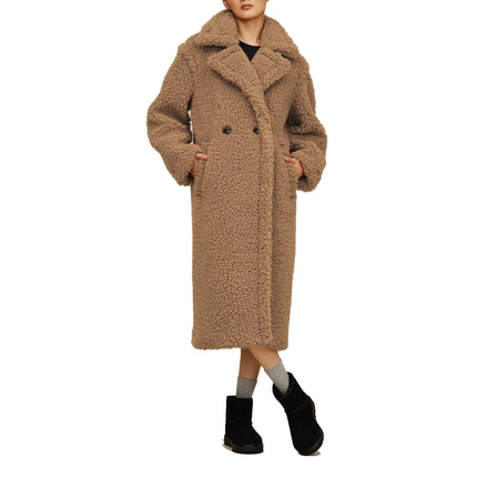 UGG Women's Gertrude Long Teddy Coat II Sand