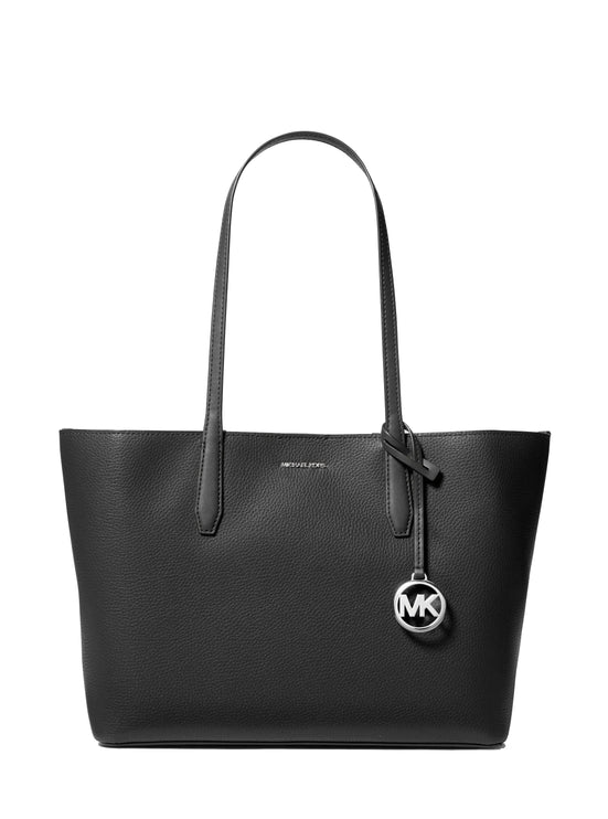 Michael Kors Women's Avalon Medium Pebbled Leather Tote Bag Black/Silver