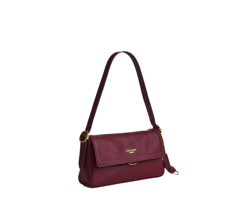 Coach Women's Etta Small Flap Shoulder Bag Gold/Dark Cherry