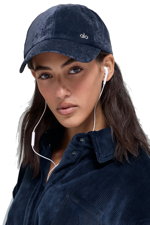 alo Unisex Velvet Off-Duty Cap Navy