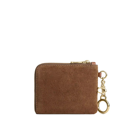 Coach Women's Small Corner Zip Wallet Suede/Gold/Cedar