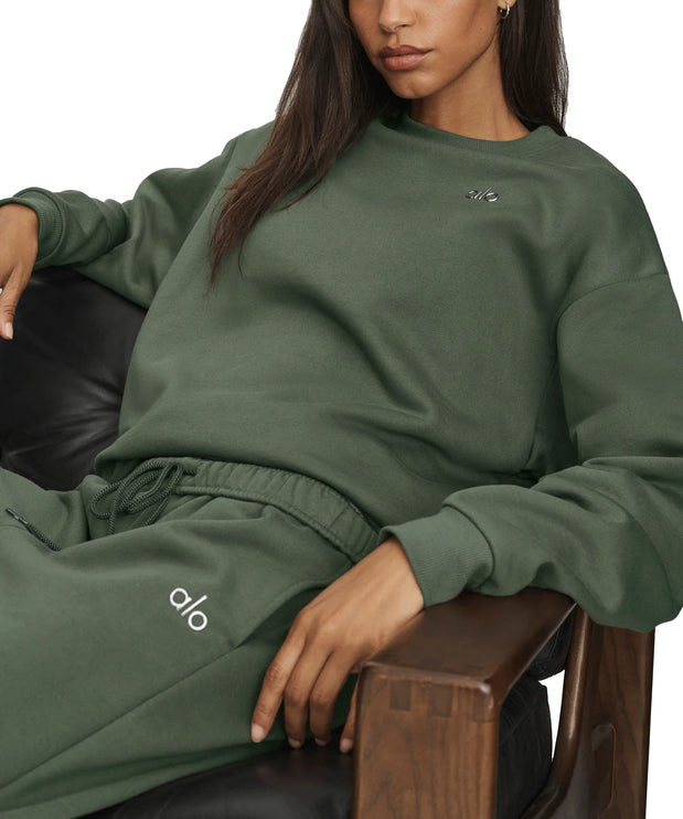 alo Women's Accolade Crew Neck Pullover Bamboo Green