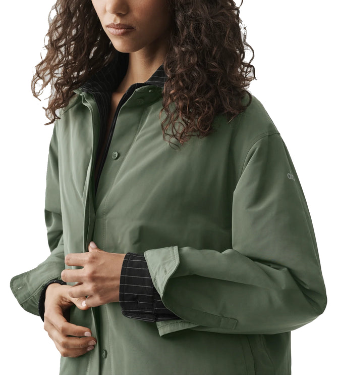 alo Women's Socialite Shacket Bamboo Green