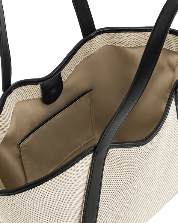 JW PEI Women's Kiana Large Capacity Tote Bag - Black Canvas