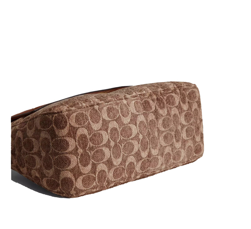Coach Women's Etta Flap Bag In Signature Chenille Gold/Light Khaki/Vintage Brown