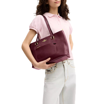 Coach Women's Station Tote Bag Gold/Dark Cherry