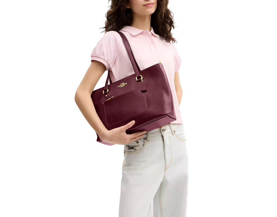 Coach Women's Station Tote Bag Gold/Dark Cherry