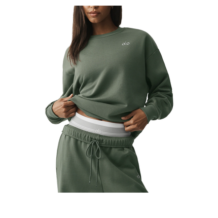 alo Women's Accolade Crew Neck Pullover Bamboo Green