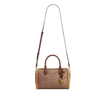 Coach Women's Rowan Satchel Bag In Signature Canvas Gold/Tan/Natural