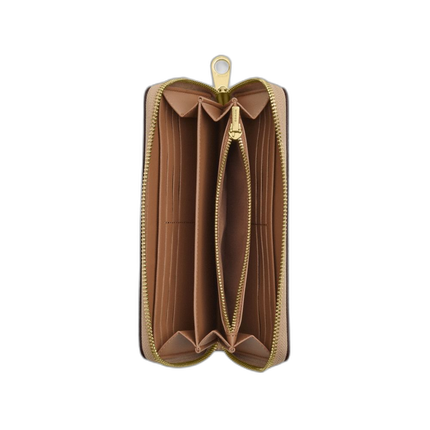 Coach Women's Long Zip Around Wallet In Signature Canvas Gold/Sand/Chalk