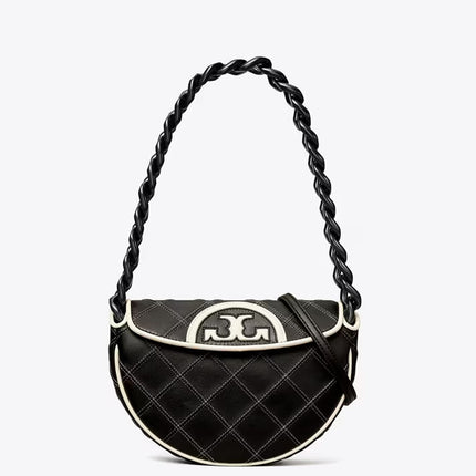 Tory Burch Women's Mini Fleming Soft Crescent Bag Black
