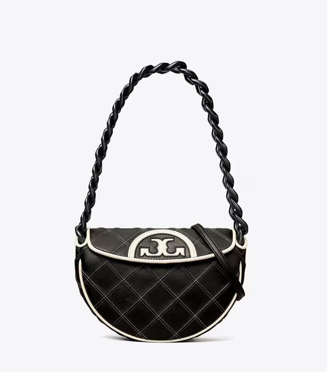 Tory Burch Women's Mini Fleming Soft Crescent Bag Black