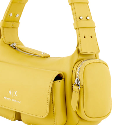 Armani Exchange Women's Large Shoulder Bag With Side Pockets Yellow