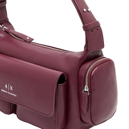 Armani Exchange Women's Large shoulder Bag With Side Pockets Burgundy