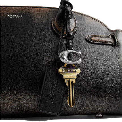 Coach Women's Empire Carryall Bag 34 In Loved Leather Silver/Black Brown