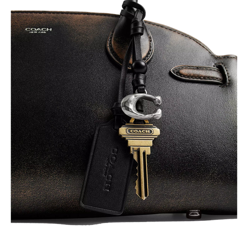 Coach Women's Empire Carryall Bag 34 In Loved Leather Silver/Black Brown