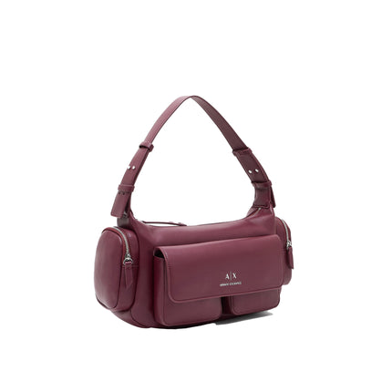 Armani Exchange Women's Large shoulder Bag With Side Pockets Burgundy