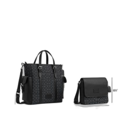 Coach Women's Sprint Tote In Signature Jacquard Silver/Charcoal/Black