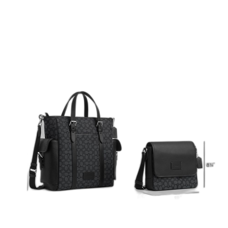 Coach Women's Sprint Tote In Signature Jacquard Silver/Charcoal/Black