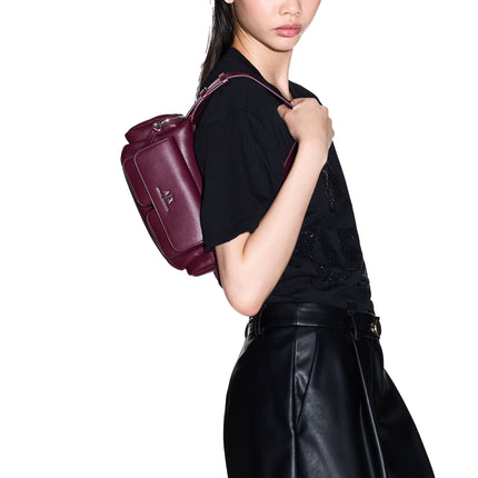 Armani Exchange Women's Large Shoulder Bag With Side Pockets Burgundy