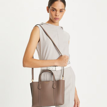 Tory Burch Women's Small Perry Triple-Compartment Tote CLAM SHELL